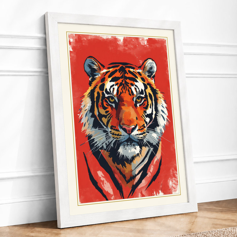 Tiger's Gaze Modern - Framed Print, A3 - 42.0 x 29.7 cm, White