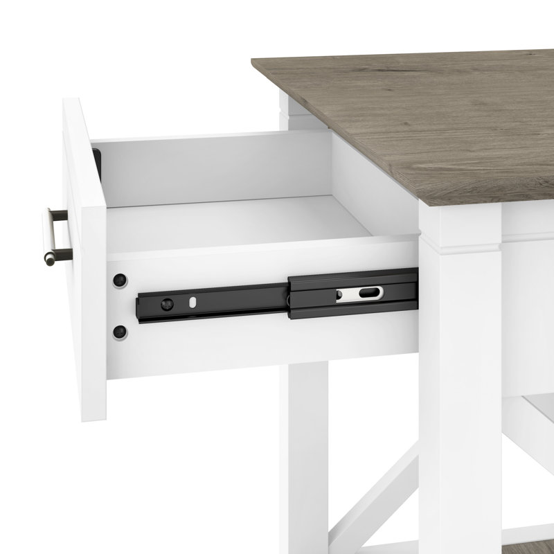Table de bout avec rangement Huckins, Gris déclin / blanc pur