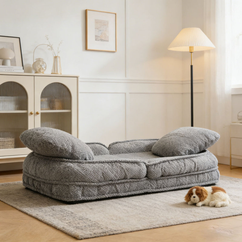 Lazy Sofa Couch ,5 Adjustable Position, Gray Polyester