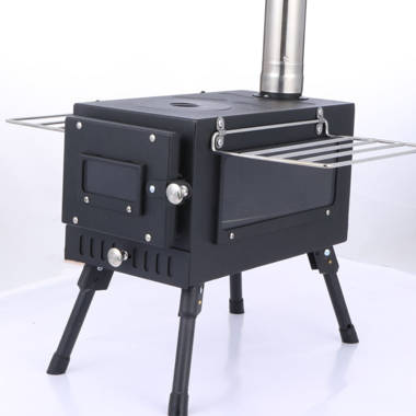 10 Sq. Ft. Outdoor Camping Stove, Portable Tent Wood Stove With Pipe