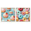 Ensemble de 2 reproductions d'art sur toile, "Beignet alimentaire" rose et bleu-2107417169-2107417175