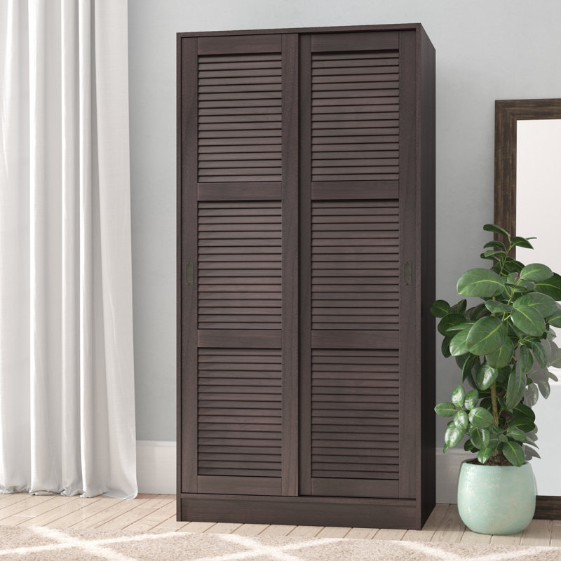 Garde-robe 2 portes coulissantes Pridemore, Café