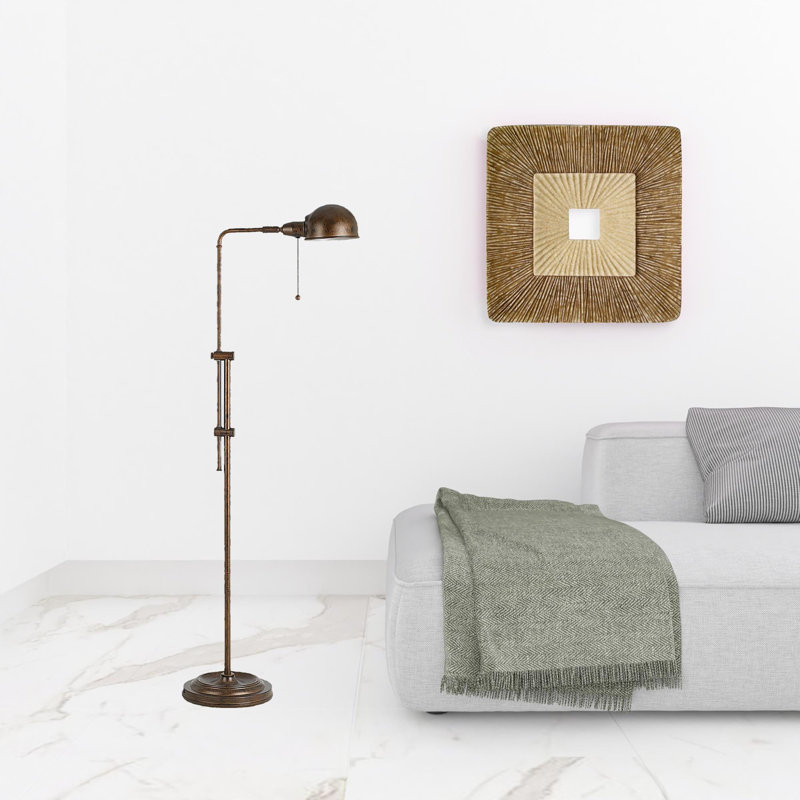 Lampe sur pied de forme traditionnelle ajustable 58 "avec abat-jour dôme, Rouille, Rouillée