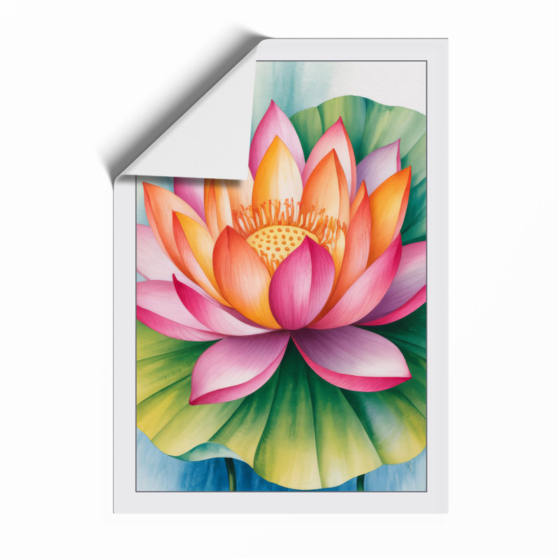 Lotus in Bloom Botanical - Framed Print, A2 - 59.4 x 42.0 cm, Unframed