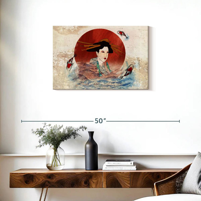 Koi et Geisha japonais Leisha, H 20 po x l 30 po