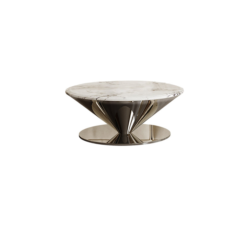 Table basse en marbre, Blanc, H 13,78 po x L 35,43 po x l 35,43 po