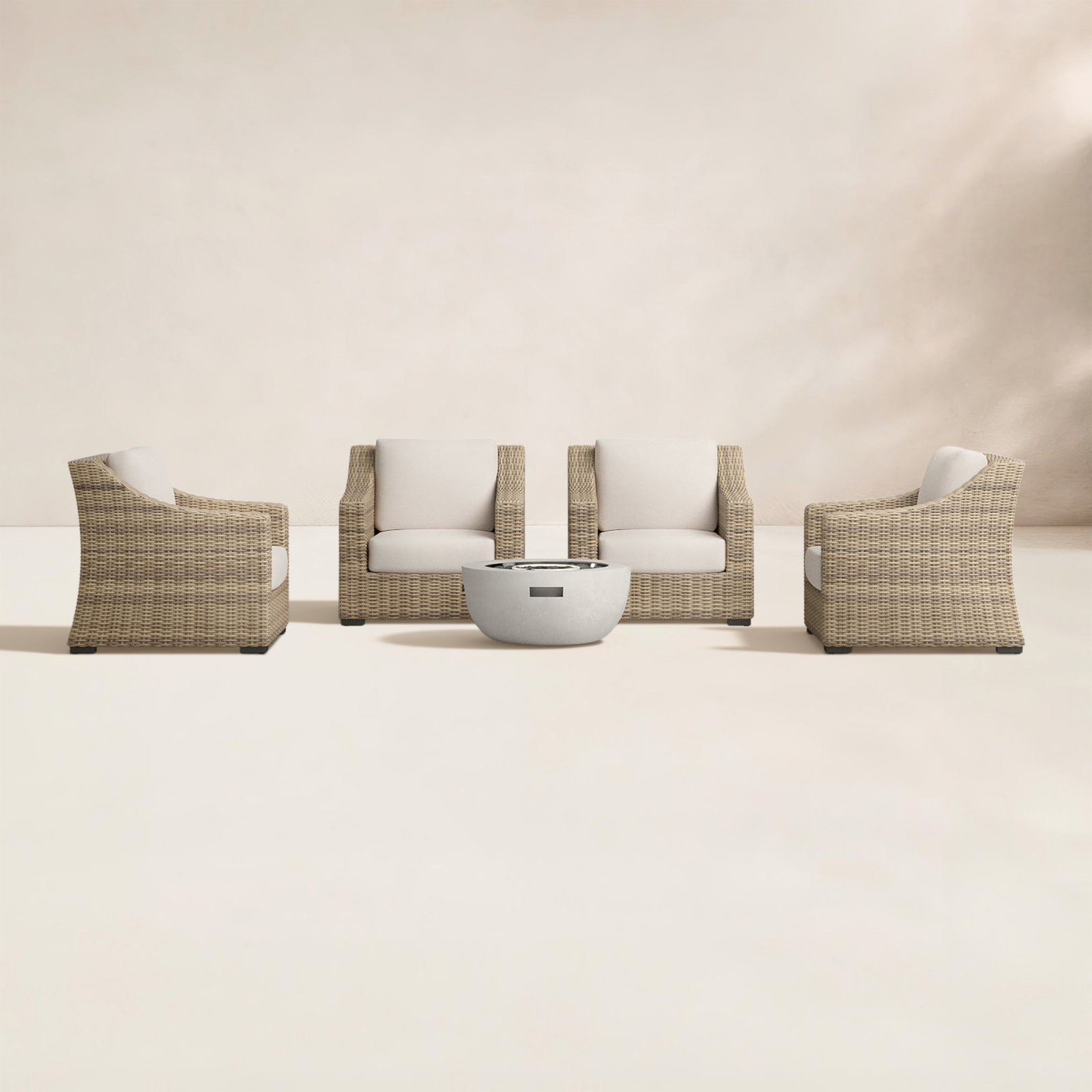 Eloisa Wicker 4 - Person Patio Conversation Set with Cushions, Tan