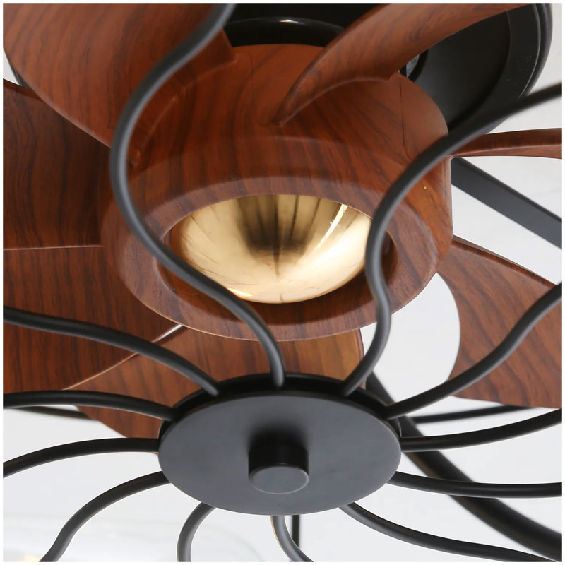 (Identique à W882P146308) Ventilateur de plafond de 20 pouces de style industriel avec moteur à courant continu réversible à télécommande 6 vitesses Wind E26 noir mat pour chambre à coucher