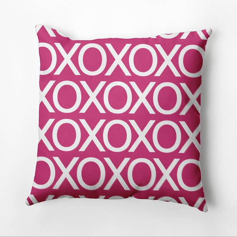 Valentine's Day Outdoor Reversible Throw Pillow, 18" x 18", Fuchsia