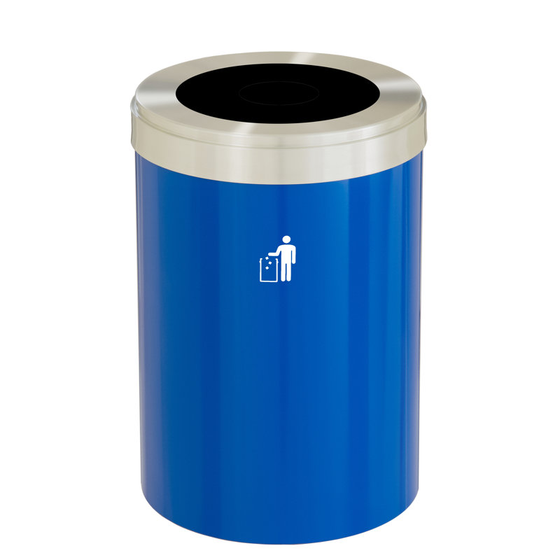 Poubelle, Bleu / aluminium satiné, 41, H 30 po x l 20 po x P 20 po