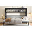Lit simple en métal gris avec tablettes, conception peu encombrante, quincaillerie, idéal pour les petits espaces pliables et réduisant le bruit, chambres d'amis-1019896309