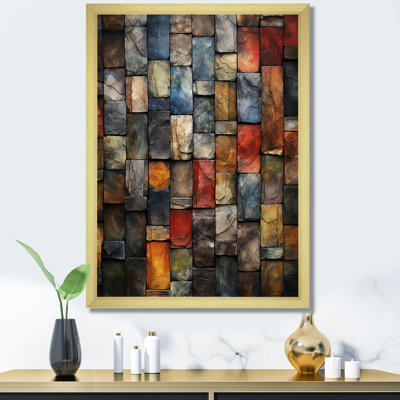 Carreaux colorés de couleurs terre I - art mural abstrait