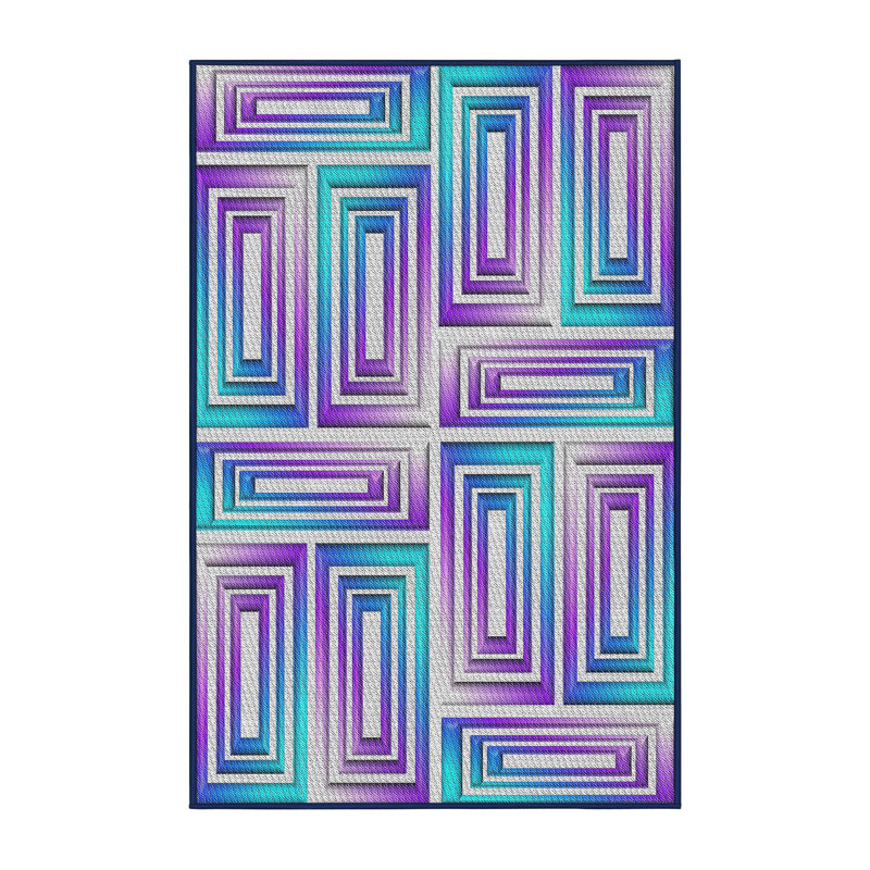 Tapis violet à motif géométrique Kleckner, Rectangle 5 pi x 7 pi