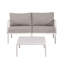  Ensemble de conversation modulaire 9 pièces avec 2 tables basses et coussins profonds, blanc et gris-1863889485