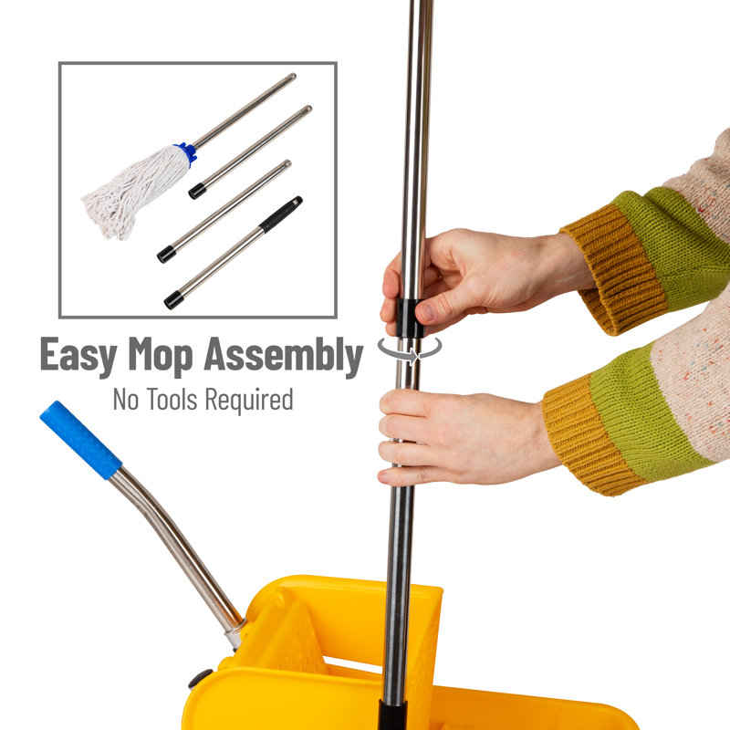 Mind Reader Bucket with Wringer and Mop Set, 22 Qt (5.5 Gallon), Floor Cleaning, Wheels