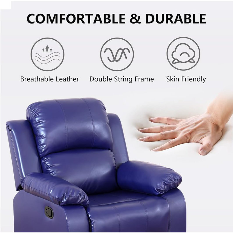35" Manual Recliner, Blue
