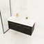 Meuble-lavabo mural de 48 pouces avec lavabo, lavabo en résine à bords épais et grand espace de rangement pour salles de bains modernes.