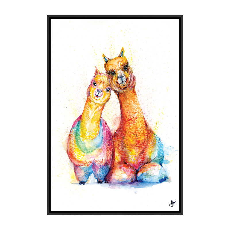 Décoration murale Packa 'Alpaca Kids, H 60 po x l 40po x P 1,5 po, Toile avec cadre noir