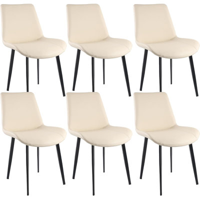 Modern PU Leather Upholstered Dining Chairs With Sturdy Metal Legs (Set Of 6)