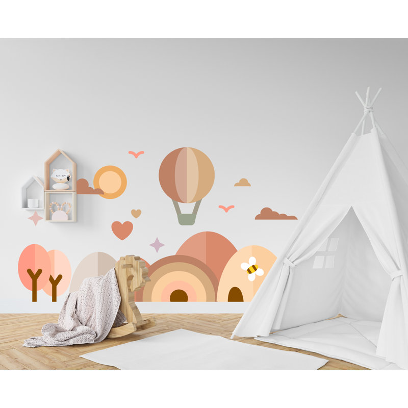 Décalcomanie murale Boho, maisons Boho, décoration murale Boho arbre arc-en-ciel arc-en-ciel, décoration de chambre d'enfant, autocollants muraux Boho, cadeaux de chambre d'enfant 105LU