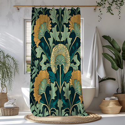 Green Deco Floral Shower Curtain