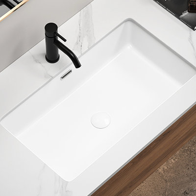 28 Inch Dual Mount White Sink For Kitchen And Bathroom, Deep Basin, Smooth Surface, American Design Bathroom Sink, Undermount & Topmount, Large Size, Stylish