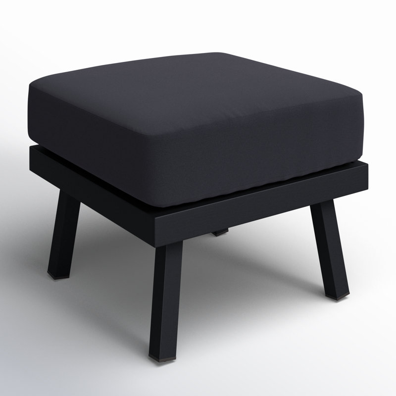 Repose-pieds d'extérieur en aluminium Armando avec coussin Sunbrella, Sunbrella® - noir, Noir