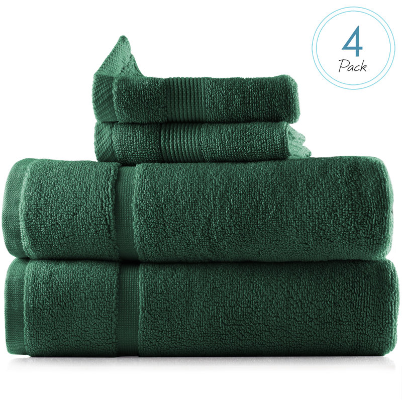 10 pièces 100% coton ultra doux et absorbant Danni-Lee , Vert forêt, Ensemble de 6 serviettes de bain