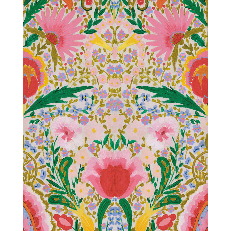 Woodstock Lifestyle Floral Wallpaper Roll, Green/Pink/Red/Taupe