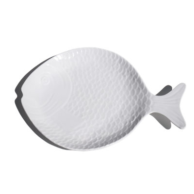Plateau de service à poisson en mélamine Coastal - blanc - 15 po x 11,1 po