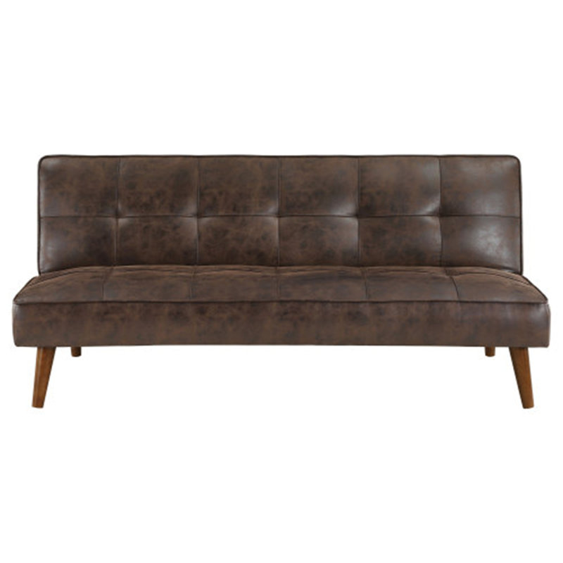 Saddle Upholstered Convertible Sofa Bed, Dark Coffee
