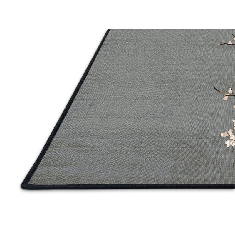 Machine Washable Gray Area Rug, Rectangle 5' x 8'