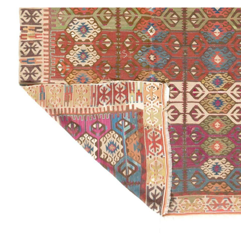 Tapis kilim turc antique, revêtement de sol tissé à plat, ca 1890