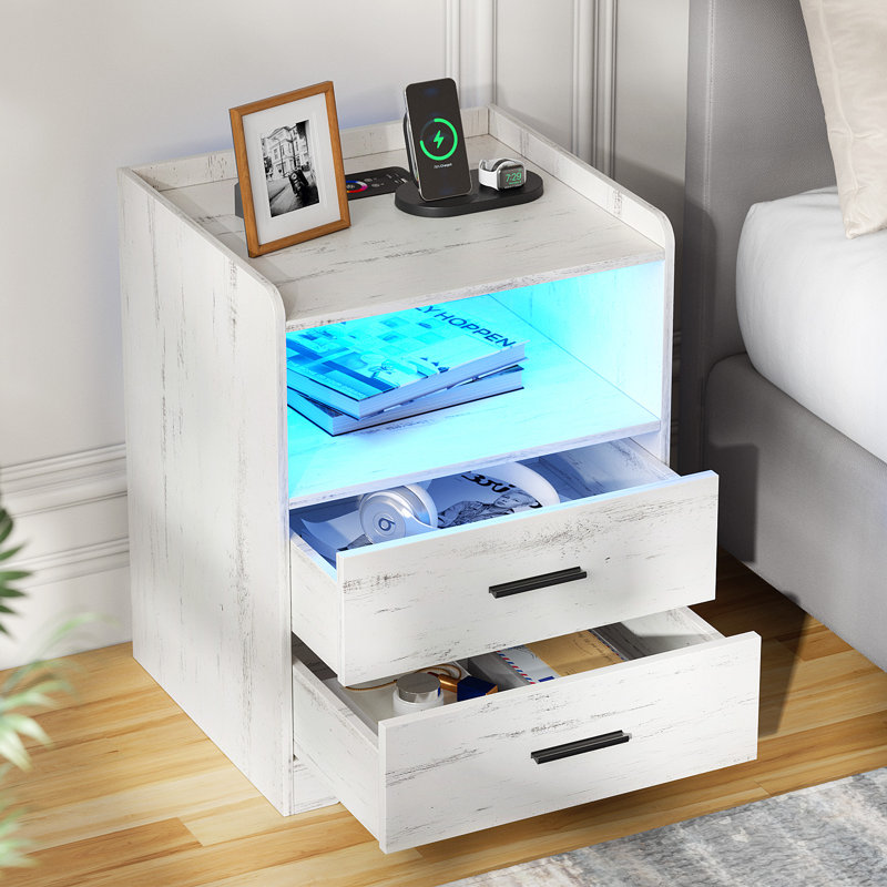 2 Drawer Bedside Table, White