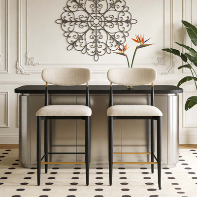 Armless Upholstered Counter Stool With Metal Frame