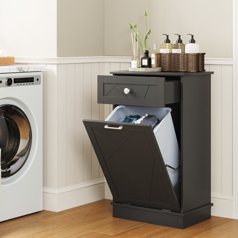 Poubelle en bois 10 gallons, Noir