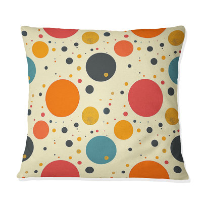 Orange Green Polka Dot IV - Polka Dot Throw Pillow