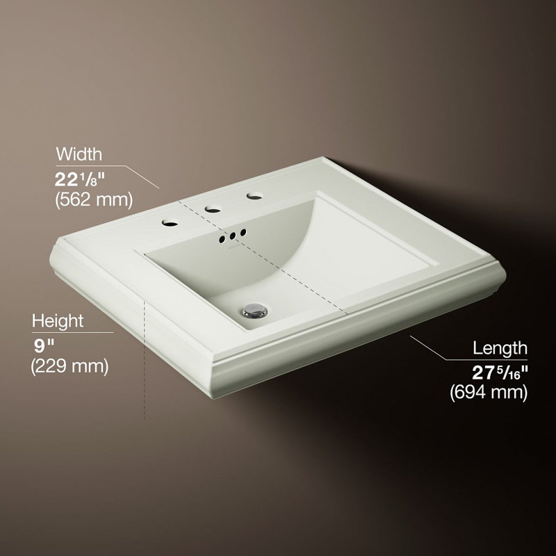 Memoirs® Rectangular Pedestal Bathroom Sink with Overflow, Dune, 8'' Centers