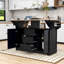Îlot de cuisine roulant extensible avec 2 abattants, prises de courant intégrées et armoire de rangement-1186927143