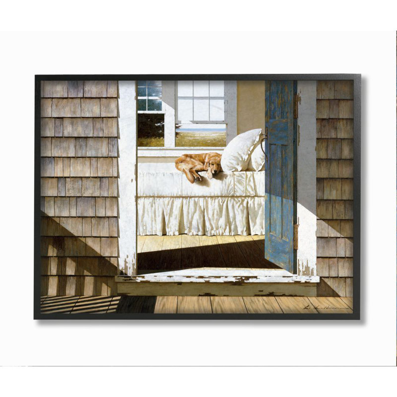 «Dog Nap at Cape House Realistic» par Zhen-Huan Lu - impression d'art graphique, H 24 po x l 30 po x 1,5 po