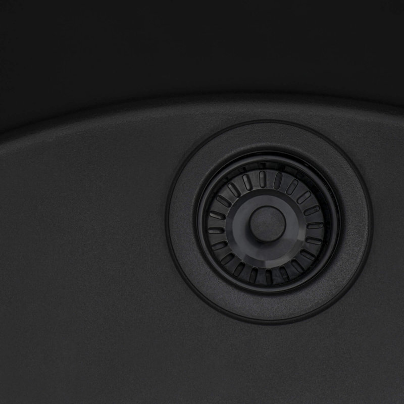 Évier de cuisine à cuve simple en composite de quartz et granite encastrable 32 x 19 po Ruvati - noir minuit -, Nuit noire