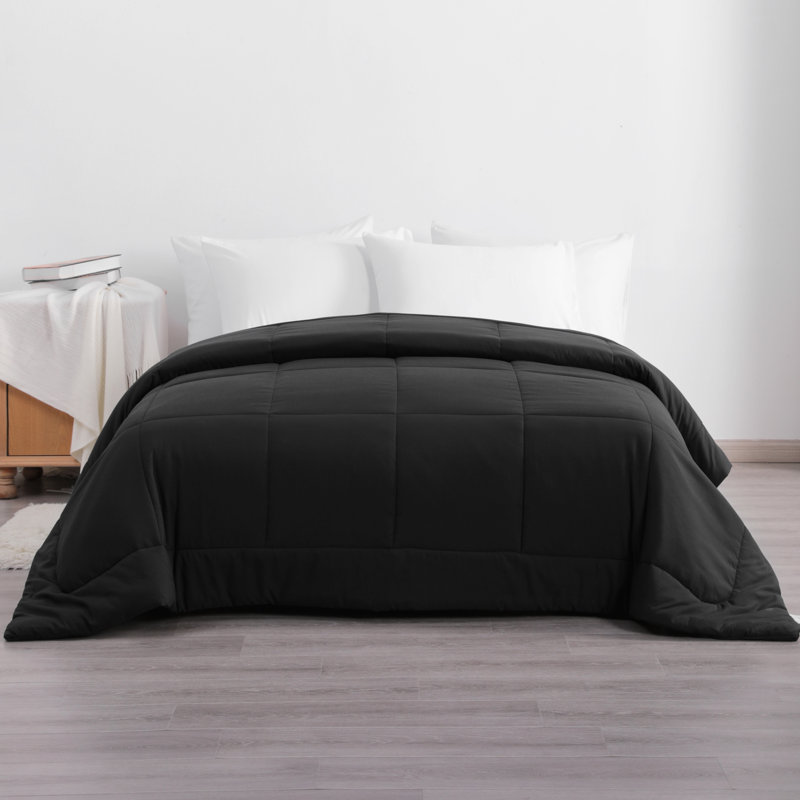 Édredon en duvet synthétique, housse de couette édredon 1pc avec languettes d'angle, doux - NTBAY, Très grand, Noir