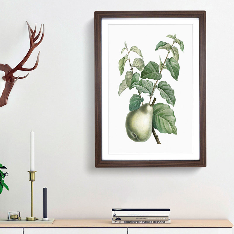 Pear Fruit by Pierre-Joseph Redoute - Picture Frame Painting Print, 36cm H x 27cm W x 2cm D, Walnut Framed