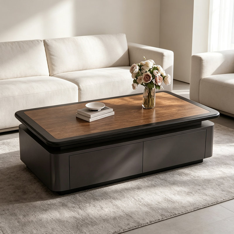 Table basse française rétro, H 17,71 po x l 39,37 po x P 19,68 po, Noir