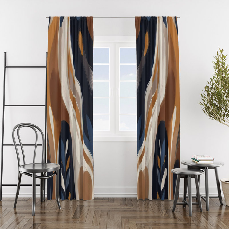 Modern Abstract Lined Window Curtains