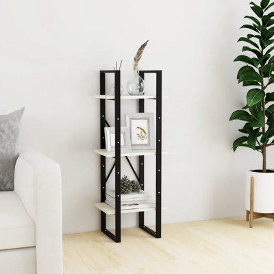 vidaXL Book Cabinet Solid pine wood, metal 3-Tier Book Cabinet