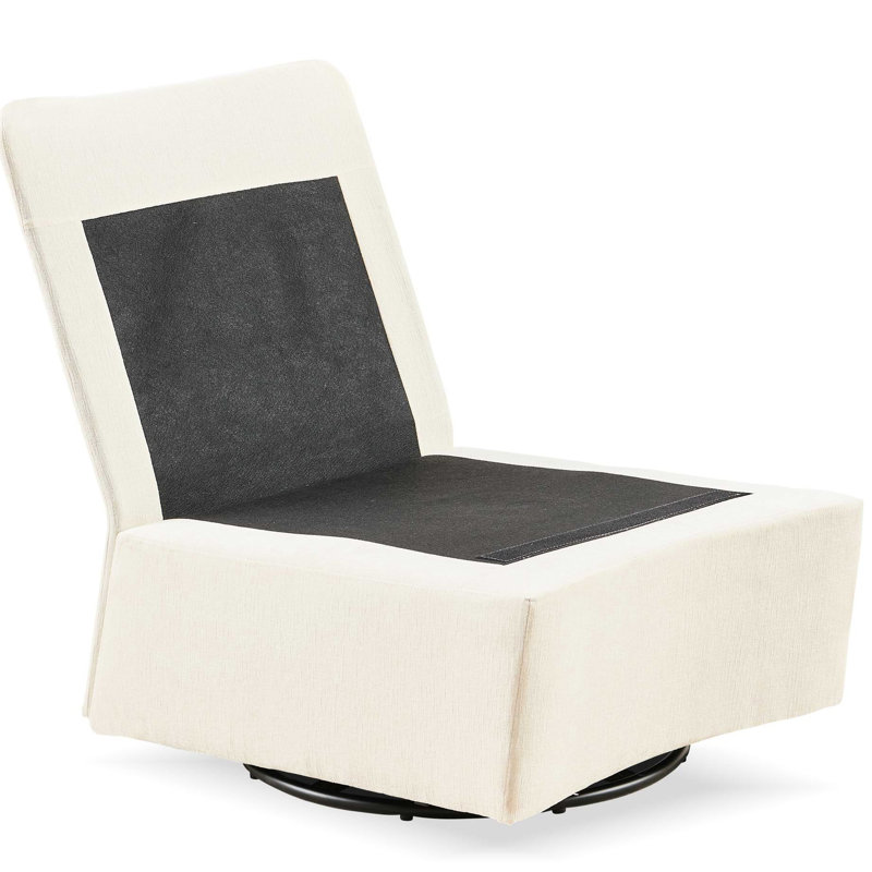 Chaise pivotante en chenille 360 rembourrée de mousse pour un confort maximal, Blanc cassé