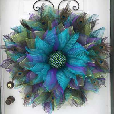 Festival Wreath Decor Decorative Garland Peacock Artificial Flowers