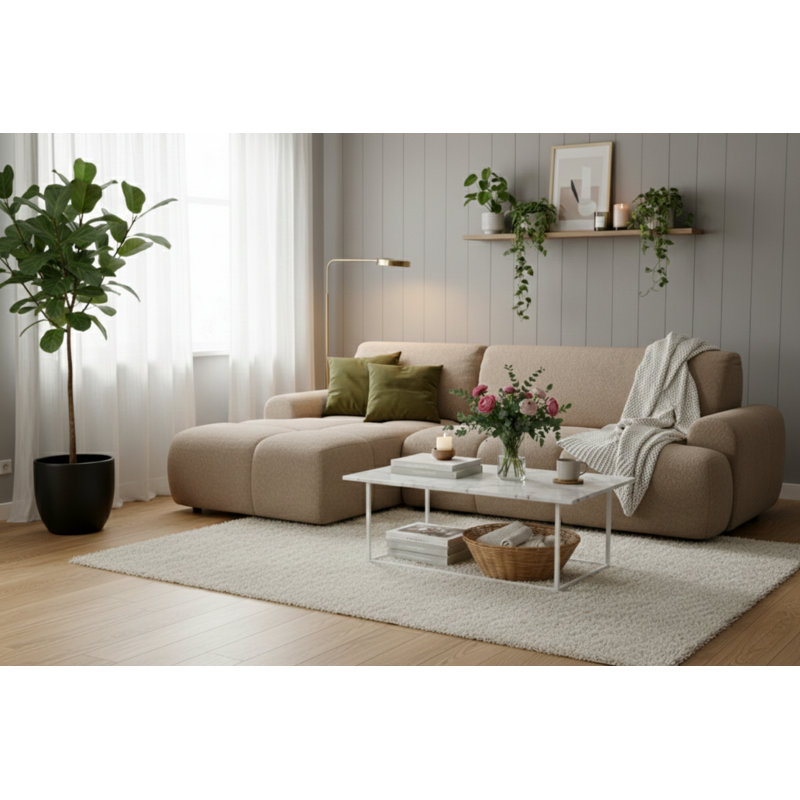 Bobby Corner Sofa 2,5 seater with sleeping function, Left Hand Facing, Brown