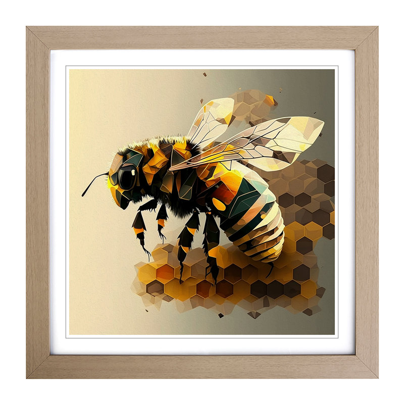 Bee Cubism - Framed Print, Oak